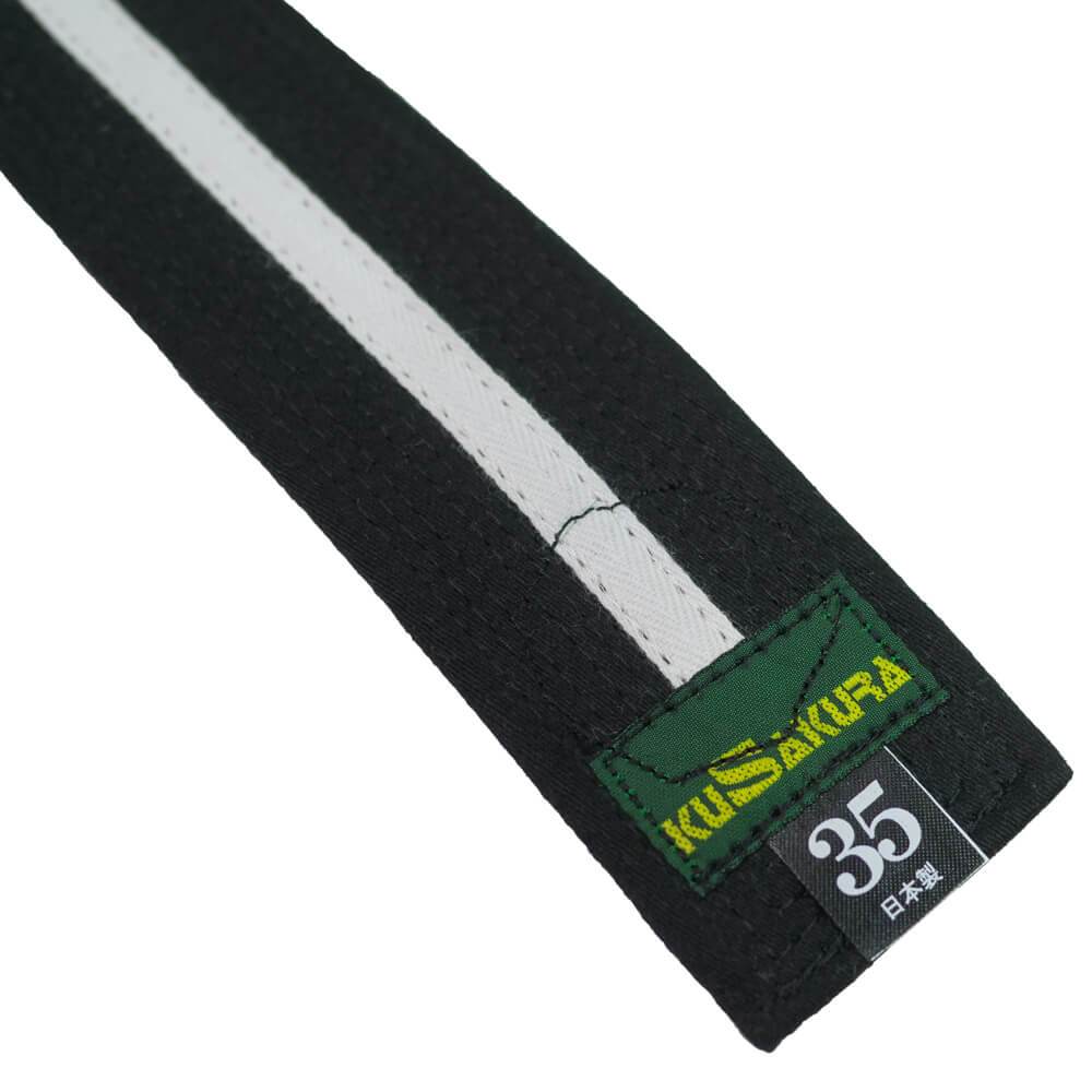 九櫻｜特製 女子用白線入 黒朱子帯 JGRK｜講道館マーク入｜日本製